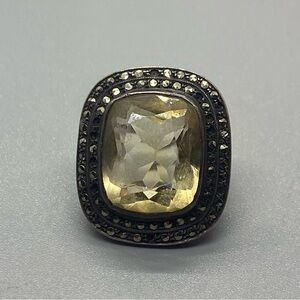 Antique Citrine Statement Marcasite Ring #6747